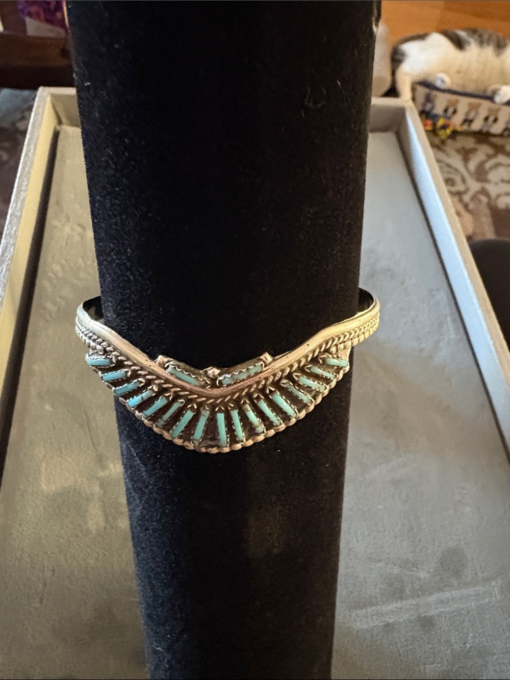 Silver-Tone Turquoise Chevron Bracelet - Women Jewelry